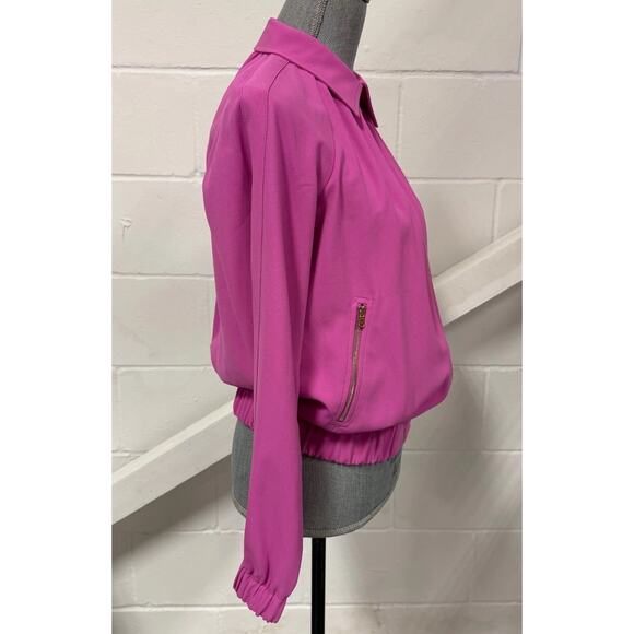 Trina Turk Snapdragon Pink Astounding Zip Up Collared Bomber Jacket Size XS NWT - Picture 5 of 11
